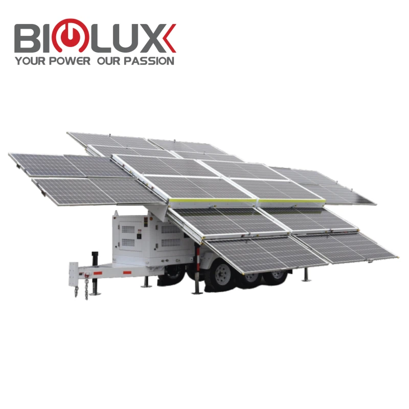 16*460W 모바일 태양 에너지 저장 하이브리드 트레일러