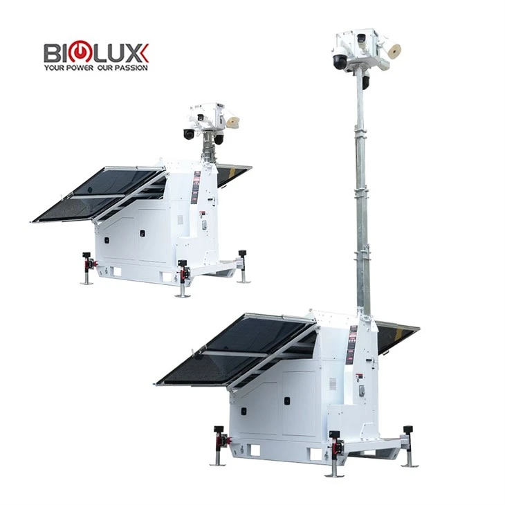 HISKID Off-grid Video Surveillance Tower With Back-up Generator For Construction Site high quality